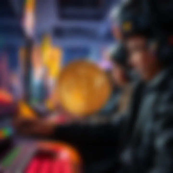 Players Engaging in Bitcoin-Powered Games A vibrant illustration of players engaging in Bitcoin-powered games.
