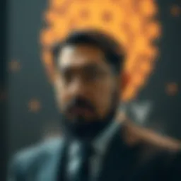 Conceptual representation of Bitcoin and its creator