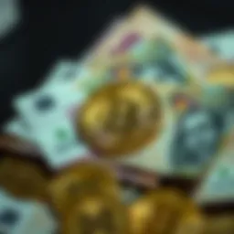 Bitcoin symbol with Indonesian Rupiah notes