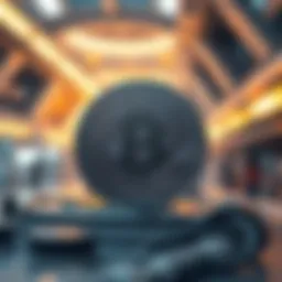 A digital representation of BTS Coin in a futuristic setting