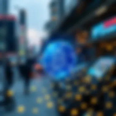 Blockchain Technology in B2B Transactions A digital representation of blockchain technology connecting businesses