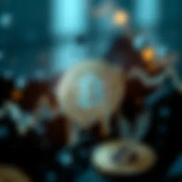 A conceptual representation of cryptocurrency fluctuating values