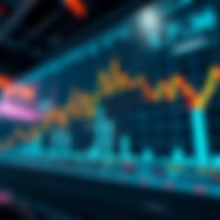 Depicting Trading Strategies A futuristic market graph depicting trading strategies