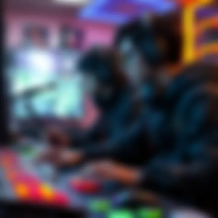 Gamers and Their Digital Assets A futuristic concept of gamers interacting with NFT assets