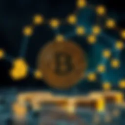 An abstract representation of cryptocurrency symbols and blockchain networks