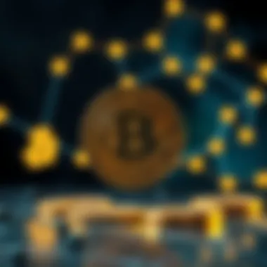 Cryptocurrency Symbols and Blockchain Networks An abstract representation of cryptocurrency symbols and blockchain networks