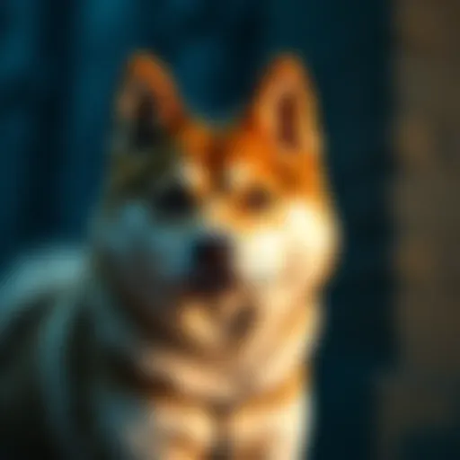 Symbol of Shiba Inu Cryptocurrency Symbolic representation of Shiba Inu cryptocurrency