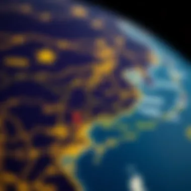 Trade Relations Between South Korea and China Map illustrating trade routes between South Korea and China