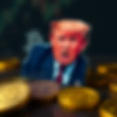 Impact of Trump NFT on Cryptocurrency Visual of cryptocurrency symbols with Trump NFT overlay