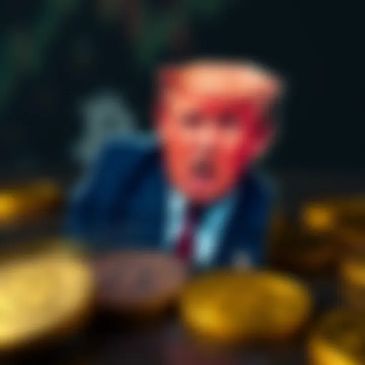 Impact of Trump NFT on Cryptocurrency Visual of cryptocurrency symbols with Trump NFT overlay