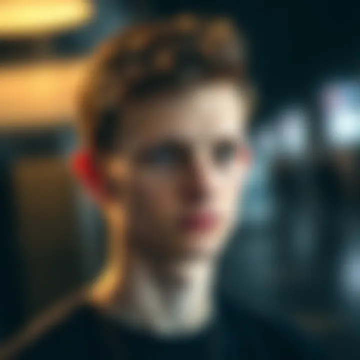 Vitalik Buterin: A Beacon of Blockchain Innovation Portrait of Vitalik Buterin reflecting innovation in blockchain